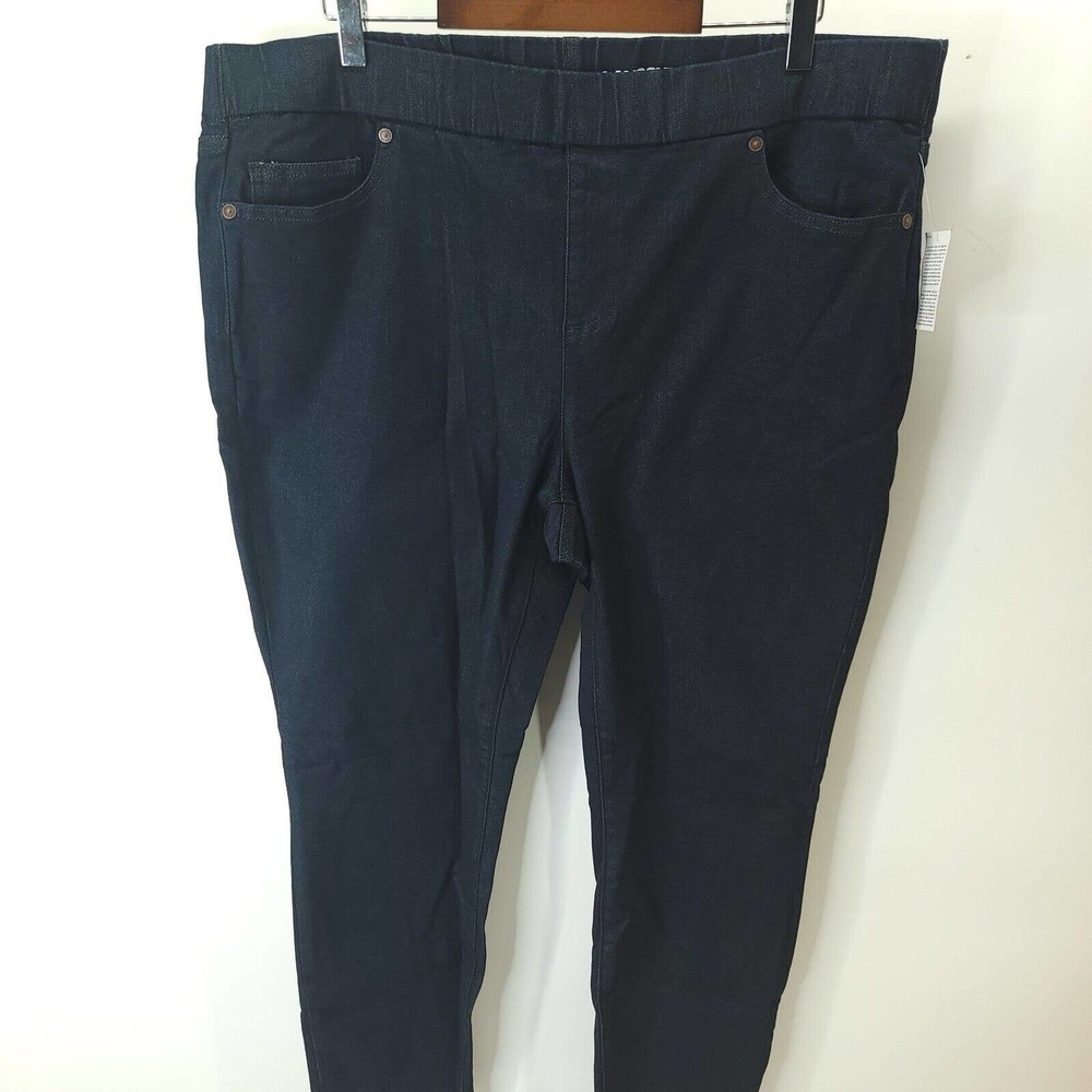 Lands' End Jeggings Womens 20W Solid Blue Pull On Elastic Waist Pockets